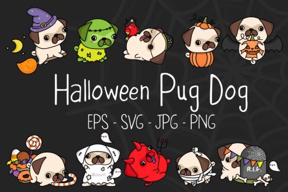 Adorable Halloween Pug Illustrations: A Kawaii Design Guide