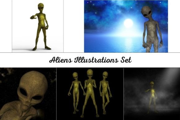 Aliens Illustrations Set: 3D Creatures for Your Creative Projects