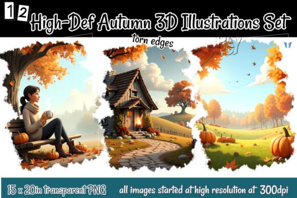 Capturing Fall's Magic: High-Def Autumn 3D Illustrations