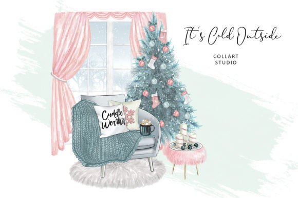 Christmas Illustrations, Cozy Home: Hand-Drawn Clipart for Your Projects