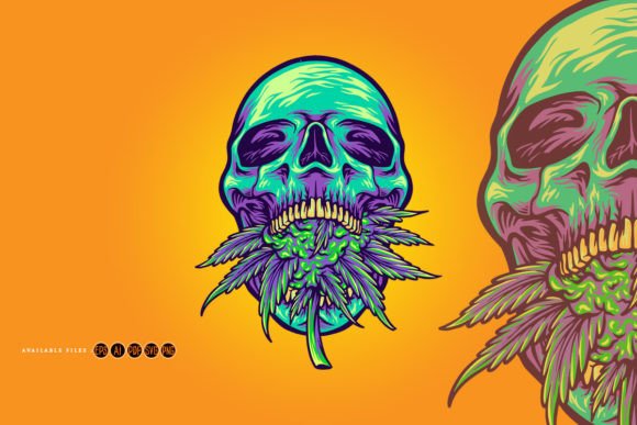Edgy Vector Art: Green Skull and Kush Design Guide