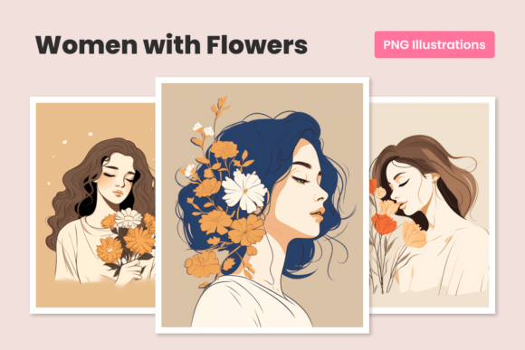 Elegant Woman with Flowers Art for Modern Spaces