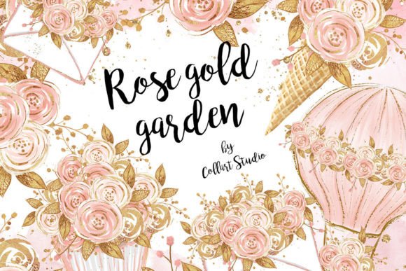 Elevate Your Designs with Rose Gold Floral Illustrations