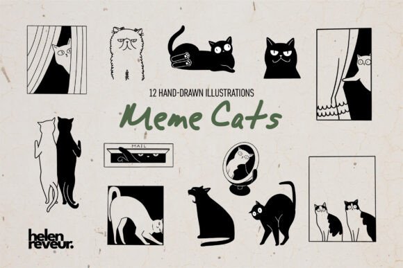 Funny Meme Cat Illustrations: Your Go-To Clipart for Viral Content