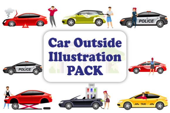 People with Automobiles Illustrations: A Creative Toolkit for Designers