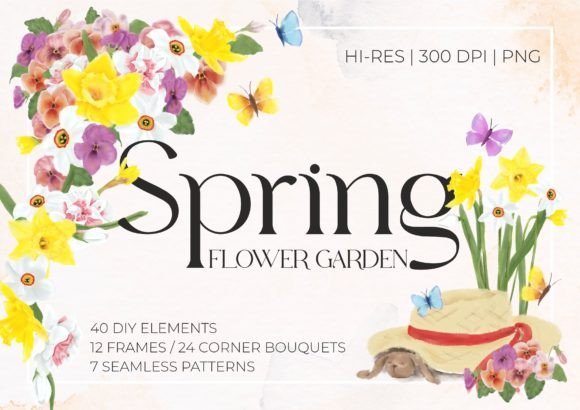 Spring Flower Garden Illustrations: Your Design Toolkit