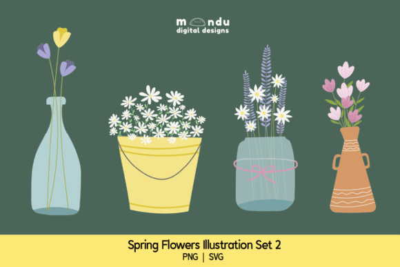 Spring Flowers Illustrations Set 2: Your Go-To Clipart for Fresh Projects