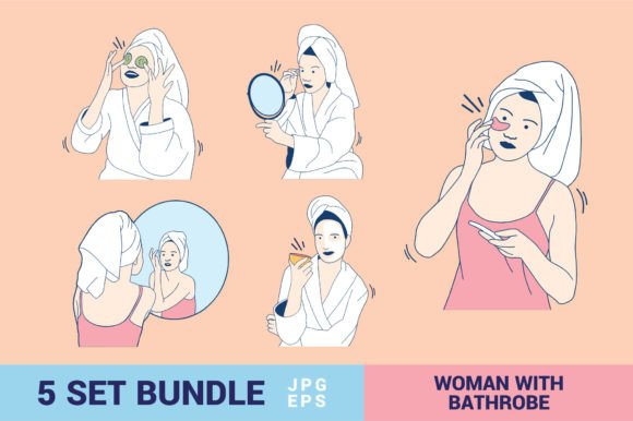Woman in Bathrobe Illustrations: A Designer's Toolkit for Relaxed Elegance